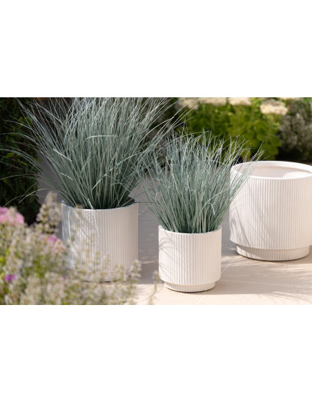 Grand Cache pot extérieur Visage Hauteur 38 cm en Argile Blanc Vieilli David - 4