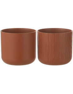 Petit Cache pot Rond Diamètre 13 cm en Céramique Terracotta Gen (Lot de 2) - 1