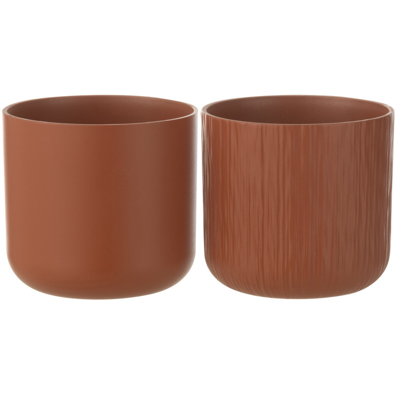 Petit Cache pot Rond Diamètre 13 cm en Céramique Terracotta Gen (Lot de 2) - 1