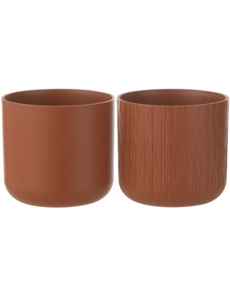 Petit Cache pot Rond Diamètre 13 cm en Céramique Terracotta Gen (Lot de 2) - 1