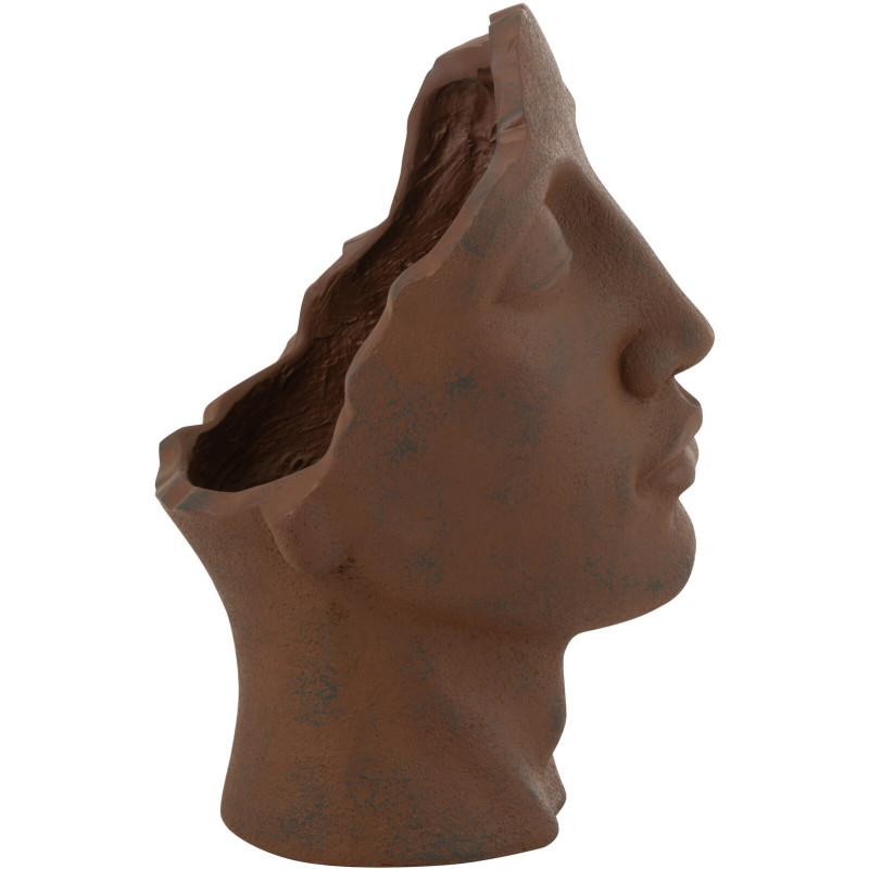 Cache pot original Rond Diamètre 17 cm en Ciment Blanc Crème Motif vagues Maris (Lot de 2) - 2