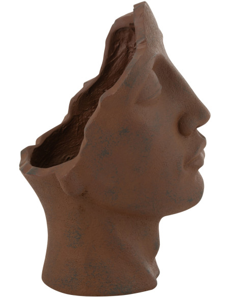 Cache pot original Rond Diamètre 17 cm en Ciment Blanc Crème Motif vagues Maris (Lot de 2) - 2