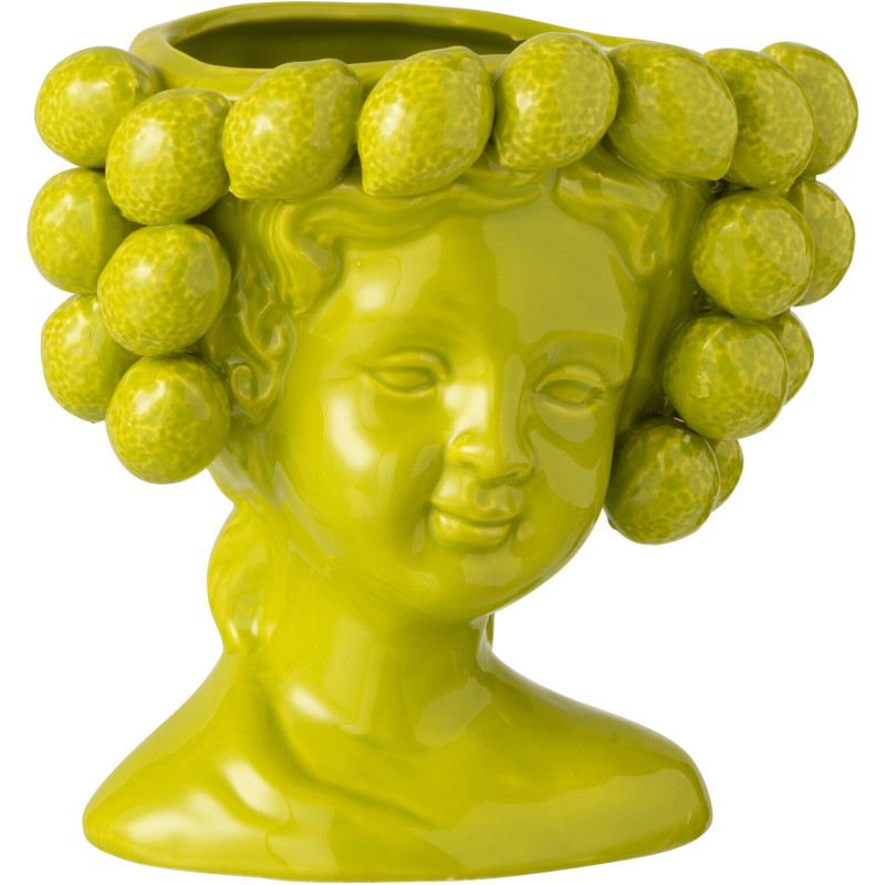 Cache pot sur pied Fille Citrons Rond Hauteur 20 cm en Céramique Vert Girly - 1