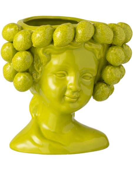 Cache pot sur pied Fille Citrons Rond Hauteur 20 cm en Céramique Vert Girly - 1