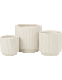 Grand Cache pot extérieur Rond en Argile Blanc Misty (Lot de 3) - 1