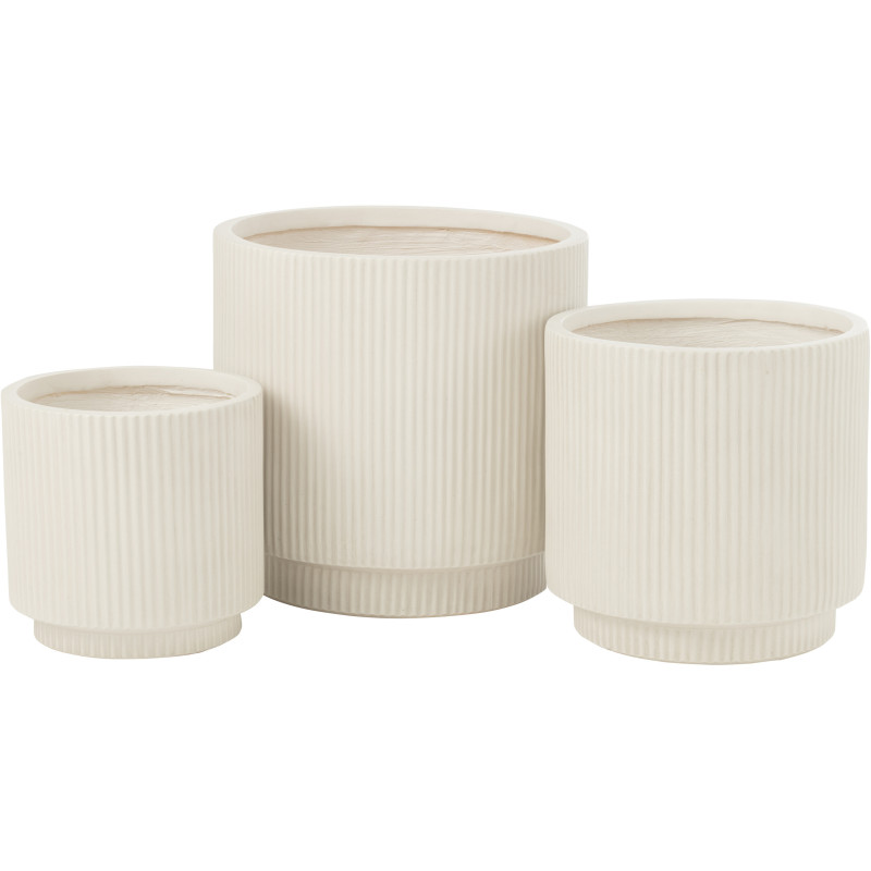 Grand Cache pot extérieur Rond en Argile Blanc Misty (Lot de 3) - 1