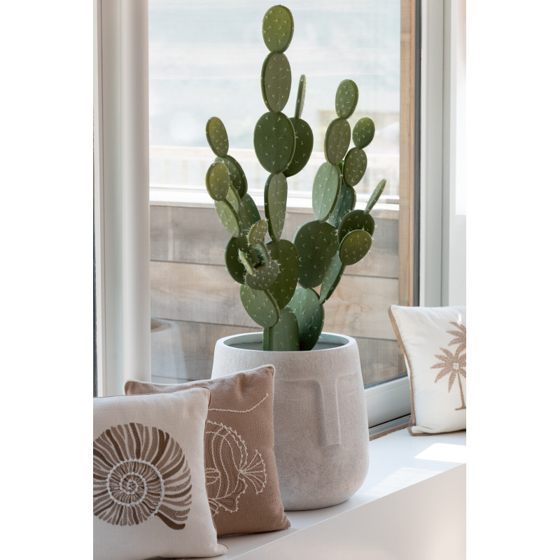 Grand Cache pot extérieur Rond en Argile Blanc Misty (Lot de 3) - 2