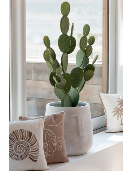 Grand Cache pot extérieur Rond en Argile Blanc Misty (Lot de 3) - 2