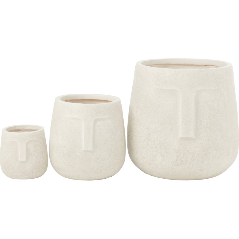 Grand Cache pot extérieur Rond en Argile Blanc Misty (Lot de 3) - 3