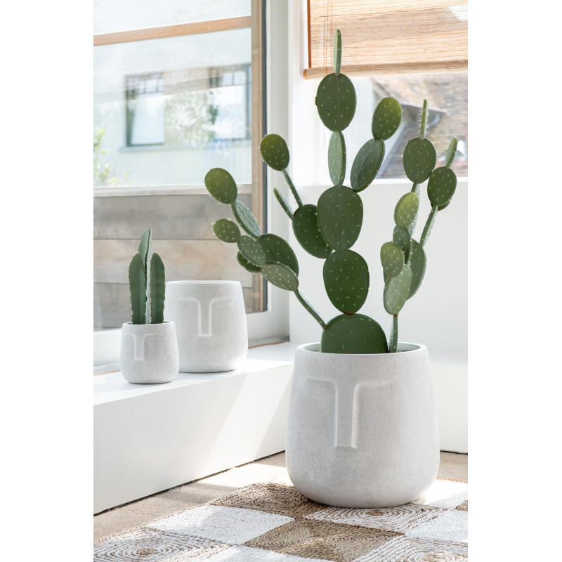 Grand Cache pot extérieur Rond en Argile Blanc Misty (Lot de 3) - 4