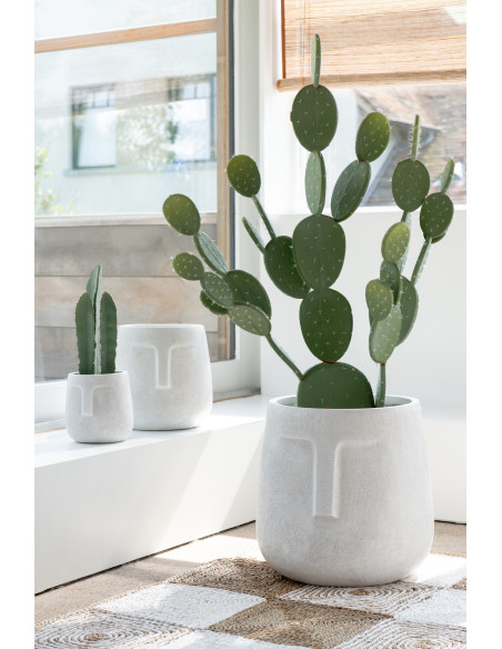 Grand Cache pot extérieur Rond en Argile Blanc Misty (Lot de 3) - 4