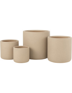 Grand Cache pot extérieur Rond en Argile Beige Dune (Lot de 4) - 1