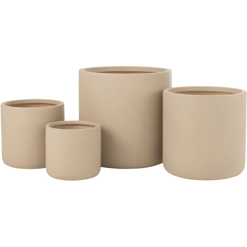 Grand Cache pot extérieur Rond en Argile Beige Dune (Lot de 4) - 1