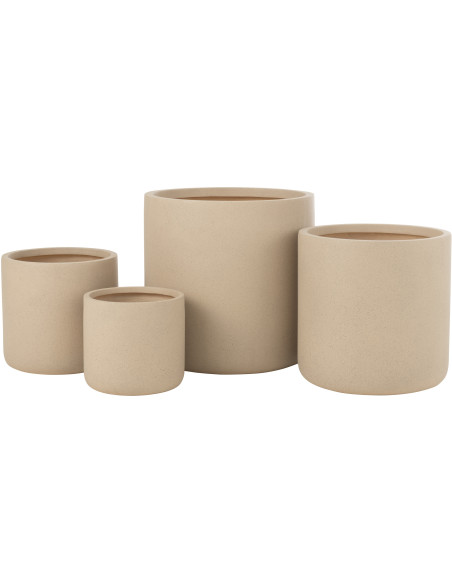 Grand Cache pot extérieur Rond en Argile Beige Dune (Lot de 4) - 1