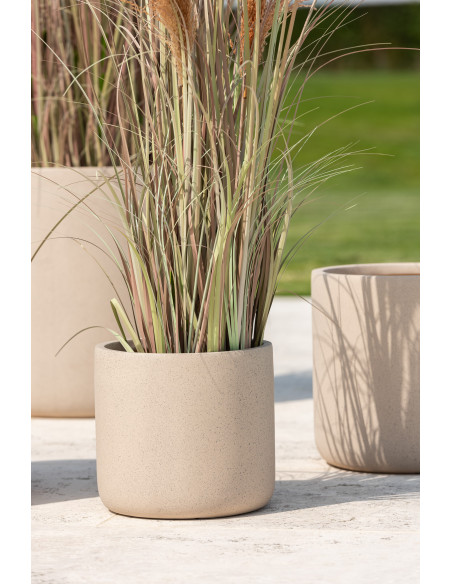 Cache pot Visage Rond Diamètre 14 cm en Ciment Terracotta Double (Lot de 2) - 2