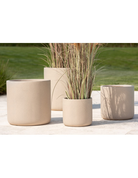 Cache pot Visage Rond Diamètre 14 cm en Ciment Terracotta Double (Lot de 2) - 4