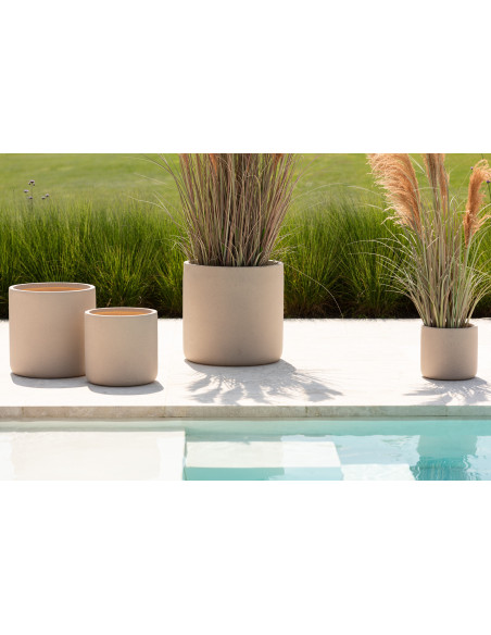 Cache pot Visage Rond Diamètre 14 cm en Ciment Terracotta Double (Lot de 2) - 5