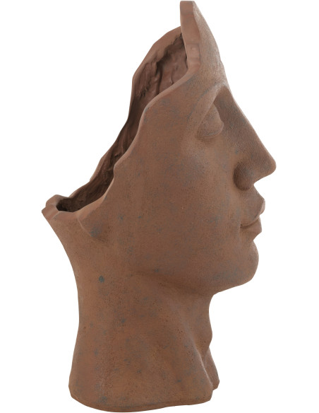 Cache pot moderne Rond Diamètre 16 cm en Grès Blanc Beige Kaia - 2