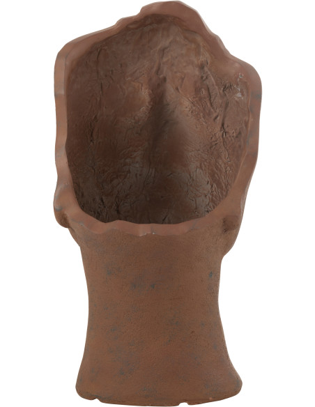 Cache pot moderne Rond Diamètre 16 cm en Grès Blanc Beige Kaia - 3