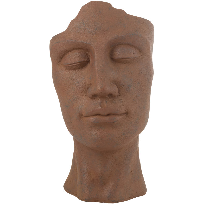 Grand Cache pot extérieur Visage Hauteur 70 cm en Argile Marron Vieilli David - 1