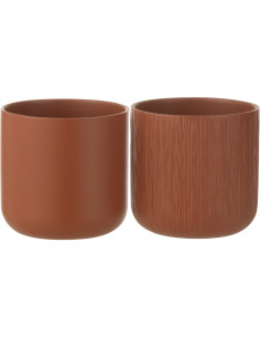 Petit Cache pot Rond Diamètre 15 cm en Céramique Terracotta Gen (Lot de 2) - 1