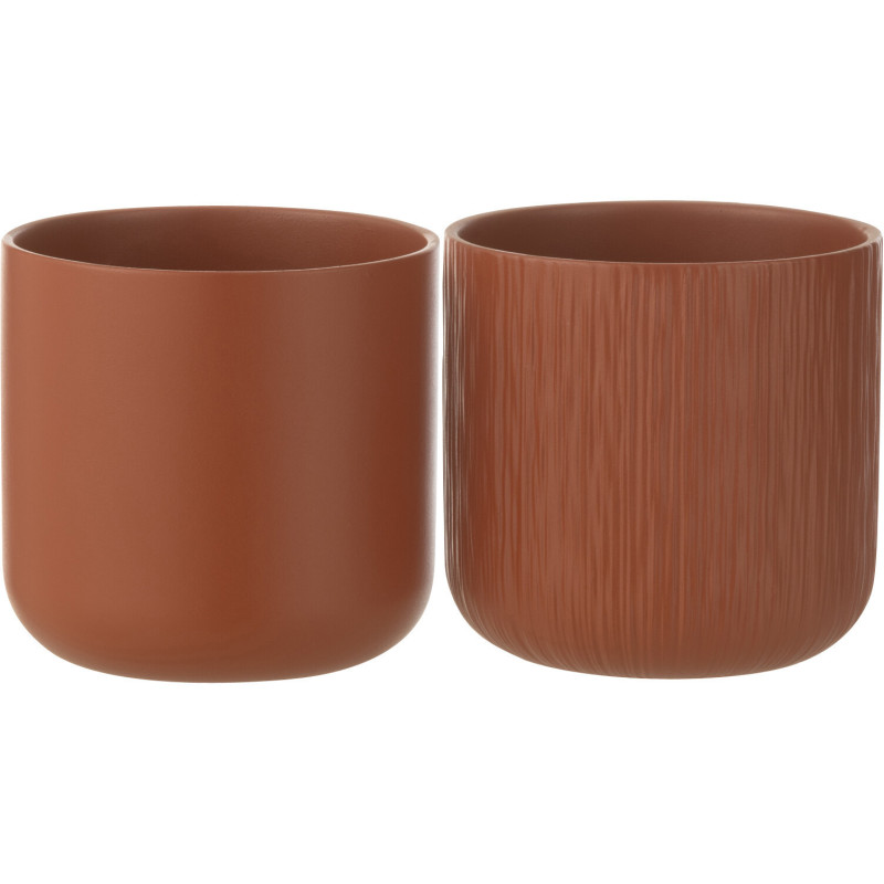 Petit Cache pot Rond Diamètre 15 cm en Céramique Terracotta Gen (Lot de 2) - 1