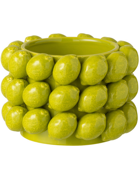 Cache pot original Citrons Rond Diamètre 19 cm en Céramique Vert Juicy - 1