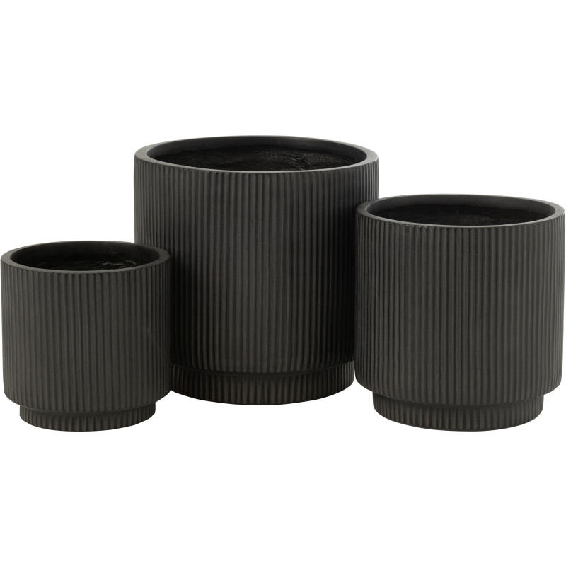 Grand Cache pot extérieur Rond en Argile Noir Misty (Lot de 3) - 1
