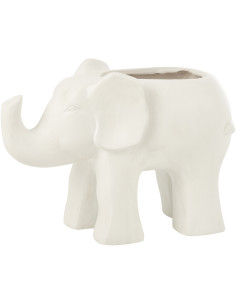 Grand Cache pot original Éléphant 46 cm en Argile Blanc Hena - 1