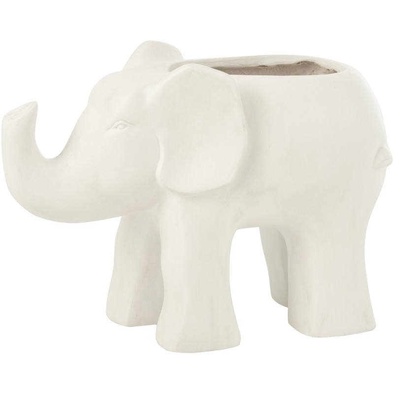 Grand Cache pot original Éléphant 46 cm en Argile Blanc Hena - 1