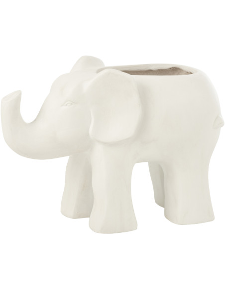 Grand Cache pot original Éléphant 46 cm en Argile Blanc Hena - 1