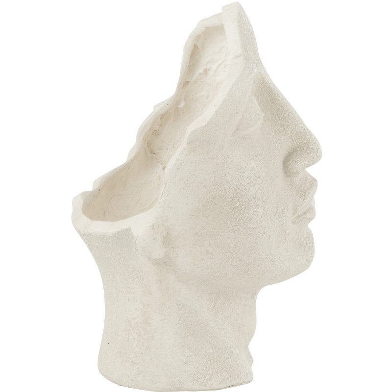 Grand Cache pot extérieur Visage Hauteur 70 cm en Argile Blanc Vieilli David - 3