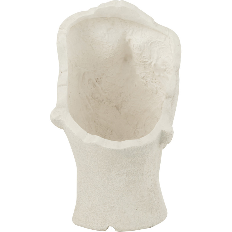 Grand Cache pot extérieur Visage Hauteur 70 cm en Argile Blanc Vieilli David - 4