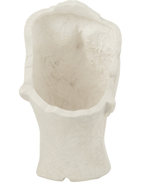 Grand Cache pot extérieur Visage Hauteur 70 cm en Argile Blanc Vieilli David - 4