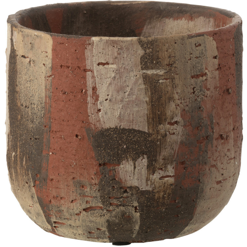 Cache pot vintage Rond Diamètre 20 cm en Céramique Marron Beige Noir Miltos - 1