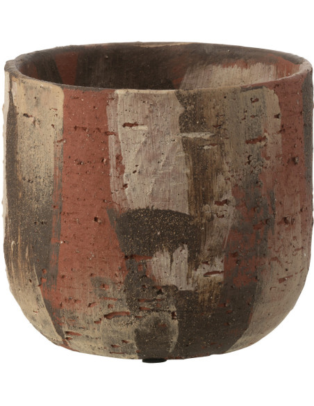 Cache pot vintage Rond Diamètre 20 cm en Céramique Marron Beige Noir Miltos - 1