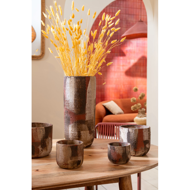 Cache pot vintage Rond Diamètre 20 cm en Céramique Marron Beige Noir Miltos - 2