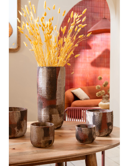 Cache pot vintage Rond Diamètre 20 cm en Céramique Marron Beige Noir Miltos - 2