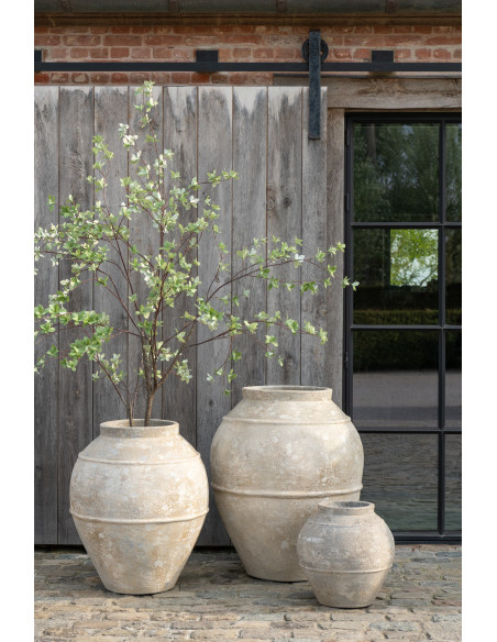 Petit Cache pot vintage Rond Diamètre 13 cm en Céramique Marron Beige Noir Miltos - 2