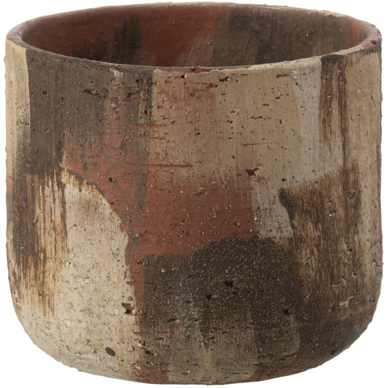 Cache pot vintage Rond Diamètre 22 cm en Céramique Marron Beige Noir Miltos - 1