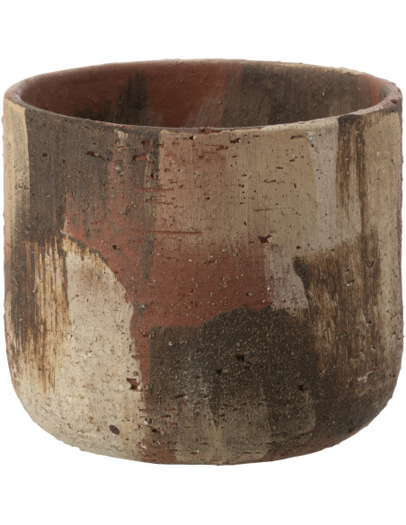 Cache pot vintage Rond Diamètre 22 cm en Céramique Marron Beige Noir Miltos - 1