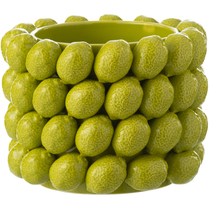 Grand Cache pot original Citrons Rond Diamètre 25 cm en Céramique Vert Juicy - 1