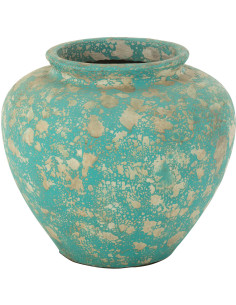 Grand Cache pot antique Jarre Hauteur 50 cm en Ciment Bleu azur Vieilli Fura - 1