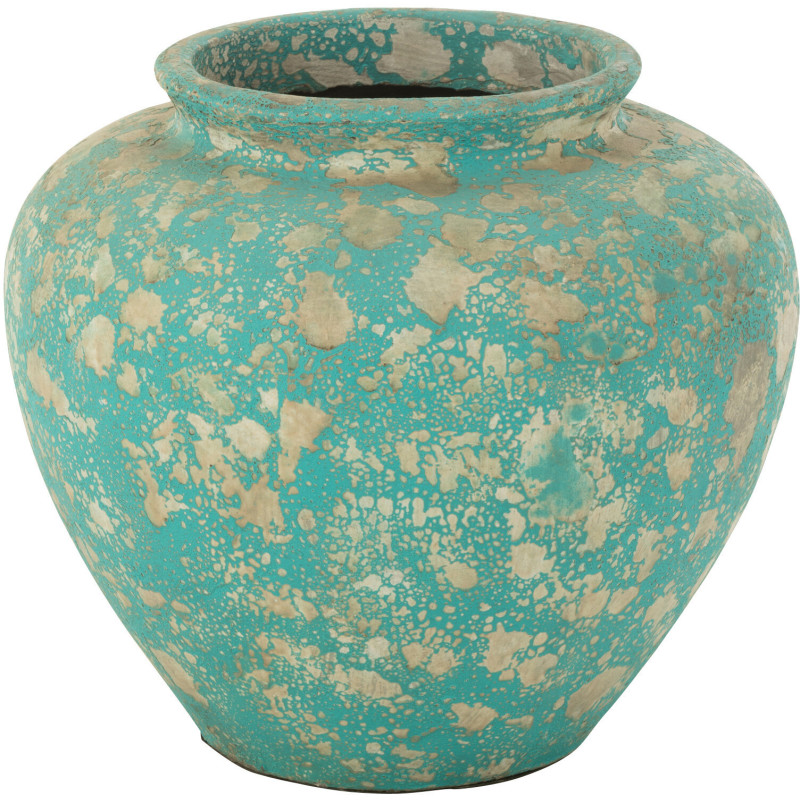 Grand Cache pot antique Jarre Hauteur 50 cm en Ciment Bleu azur Vieilli Fura - 1