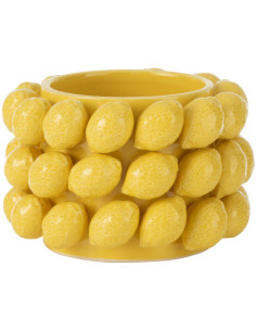 Petit Cache pot original Citrons Rond Diamètre 15 cm en Céramique Jaune Juicy - 1