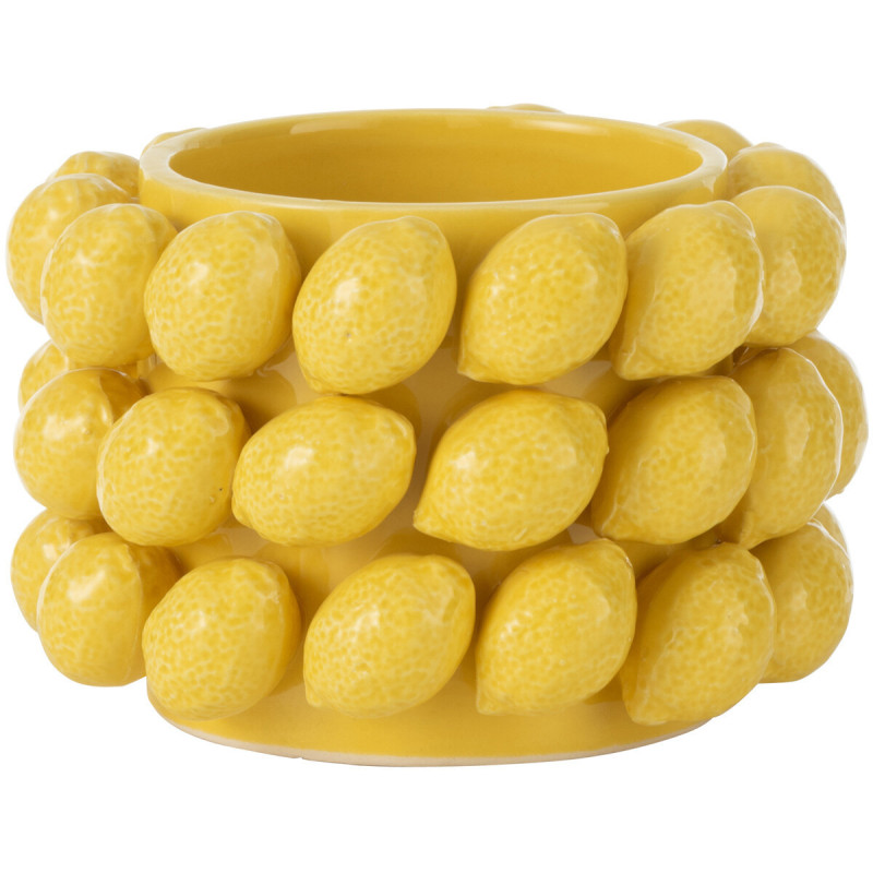 Petit Cache pot original Citrons Rond Diamètre 15 cm en Céramique Jaune Juicy - 1
