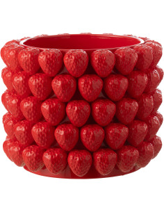 Grand Cache pot original Fraises Rond Diamètre 36 cm en Céramique Rouge Juicy - 1