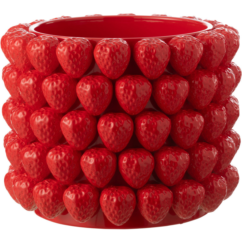 Grand Cache pot original Fraises Rond Diamètre 36 cm en Céramique Rouge Juicy - 1