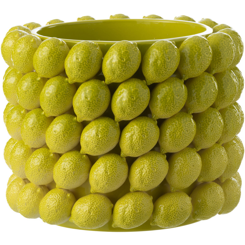 Grand Cache pot original Citrons Rond Diamètre 36 cm en Céramique Vert Juicy - 1