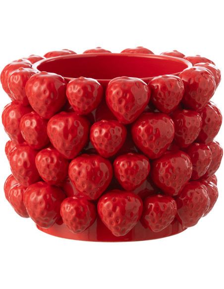 Grand Cache pot original Fraises Rond Diamètre 25 cm en Céramique Rouge Juicy - 1